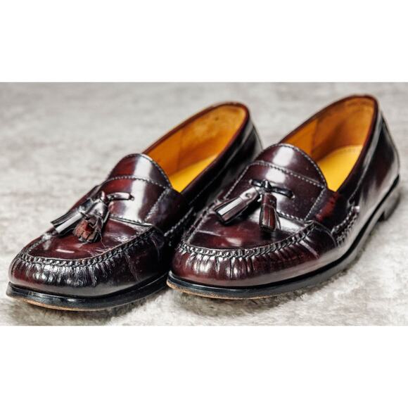 Cole Haan Burgundy Leather Tassel Loafers Slip On Shoes Mens Size 12 - Picture 12 of 16
